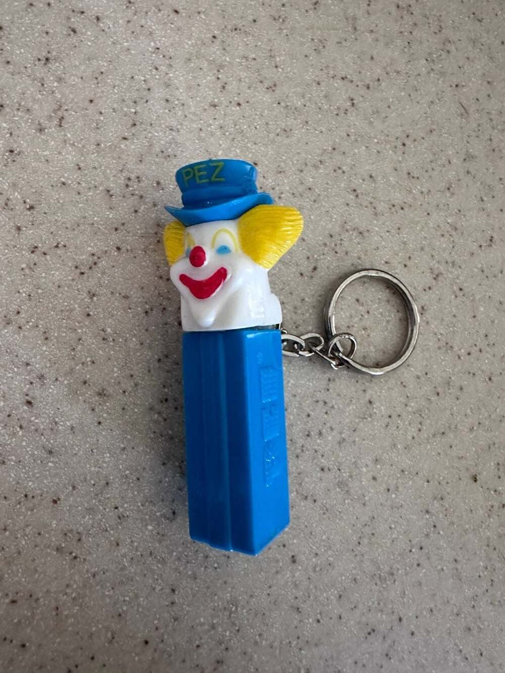 Vintage PEZ Clown Keychain Dispenser Blue Hat